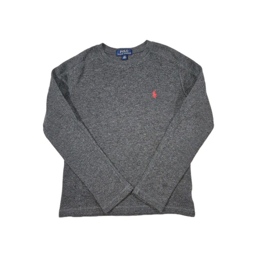 Boys Polo Ralph Lauren Long Sleeve Thermal T Shirt Gray Small 8